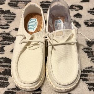 Hey Dude Natural Canvas Slip-On Lace Moccasin Shoes